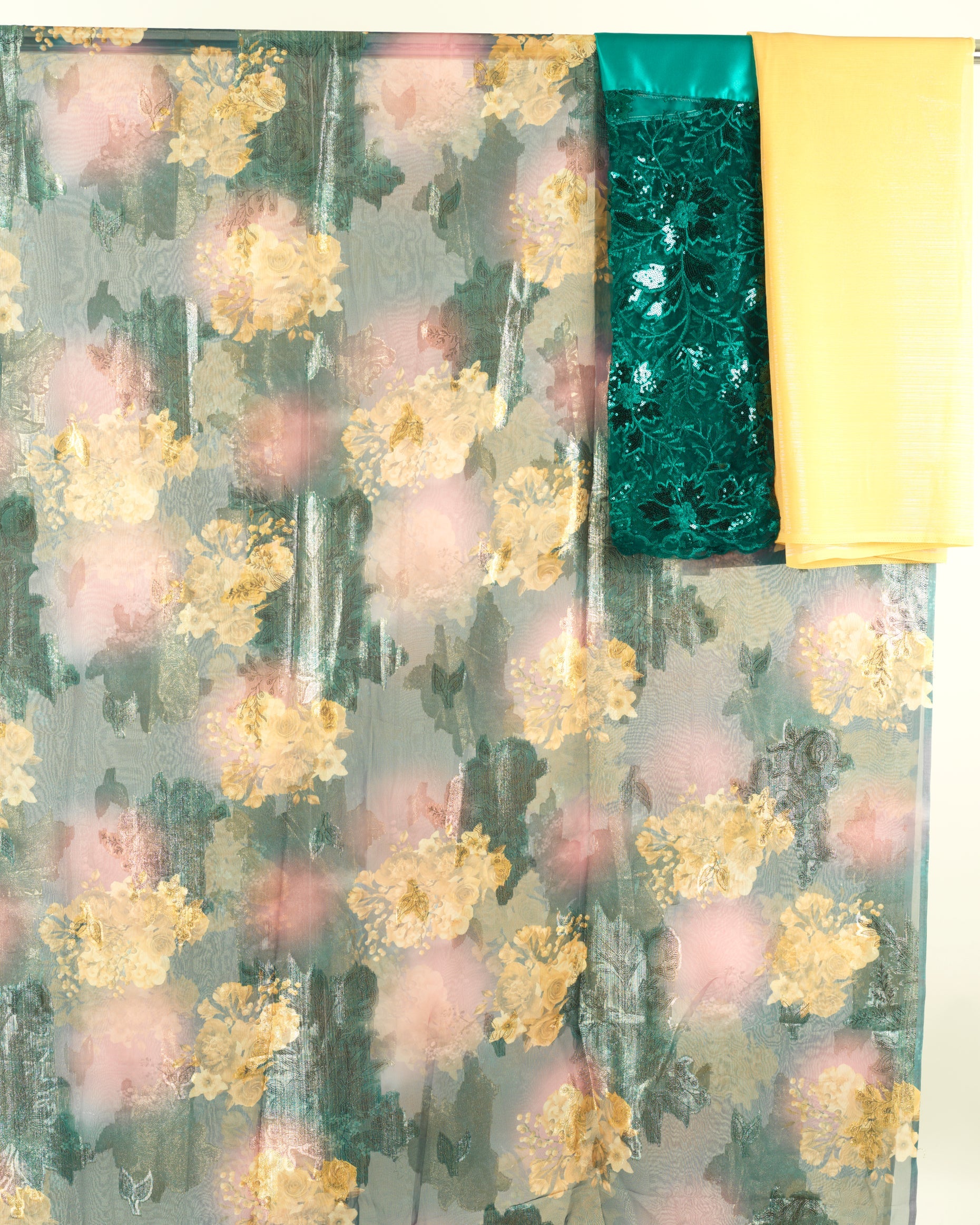 beautiful  green floral xariir dirac set Kabayare