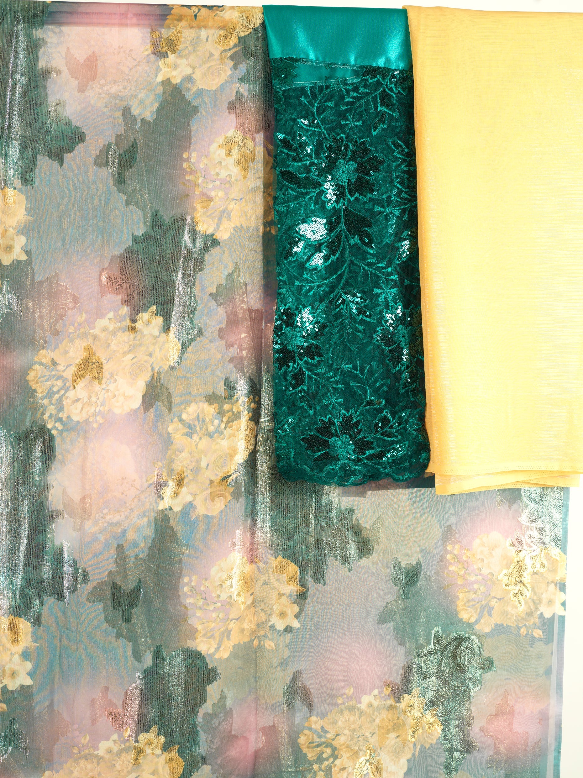 beautiful  green floral xariir dirac set Kabayare