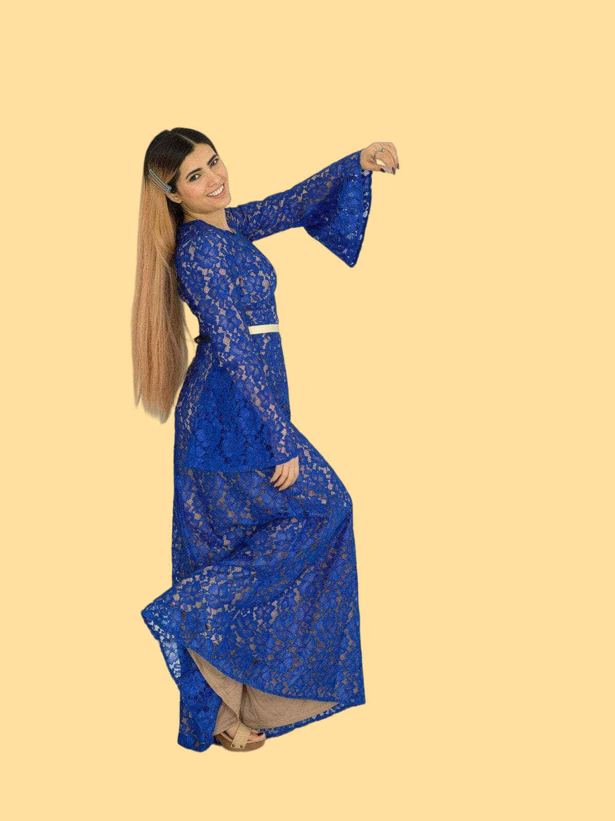 Bella Bell Sleeve lace Maxi dress Kabayare