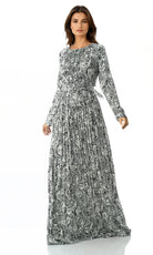 Black and White henna print silk chiffon shimmer maxi dress Kabayare