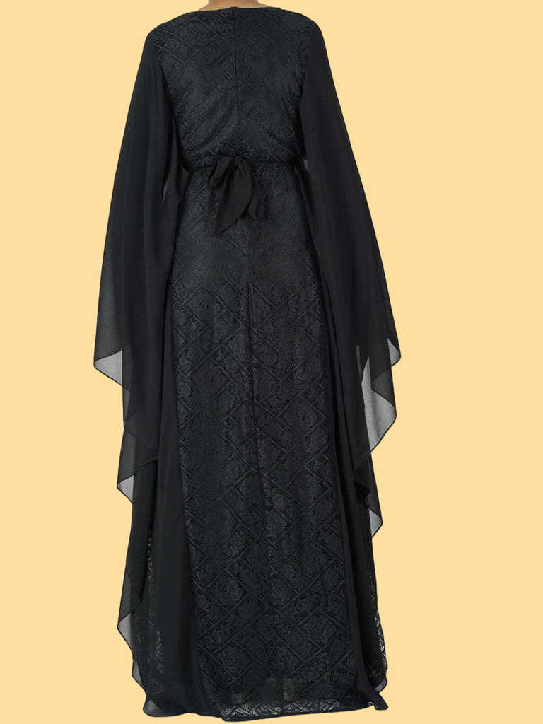 black butterfly Chiffon abaya dress Kabayare