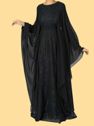 black butterfly Chiffon abaya dress Kabayare