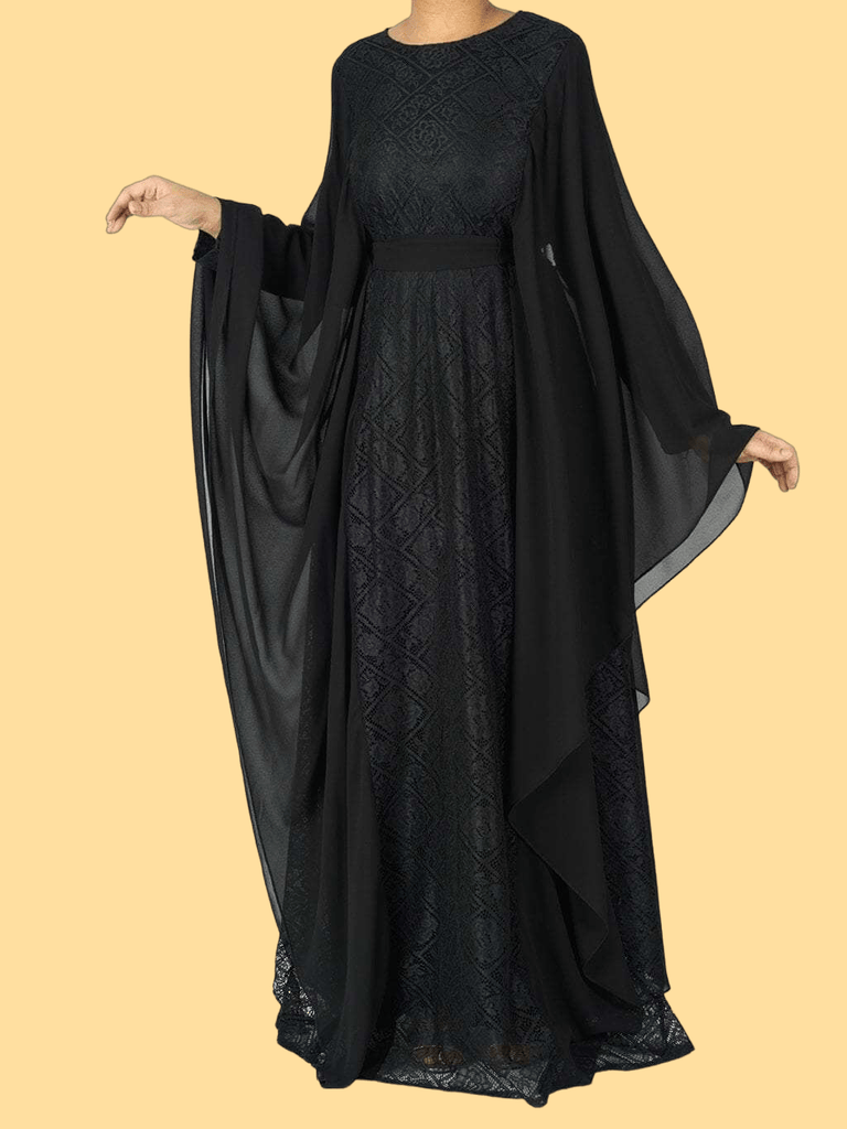 black butterfly Chiffon abaya dress Kabayare