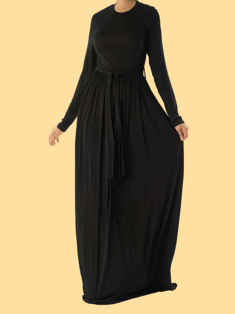 Black Cotton Candy Jersey Maxi  Dress ( Extra Soft) Kabayare