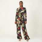 Black floral Modest Matching set Kabayare
