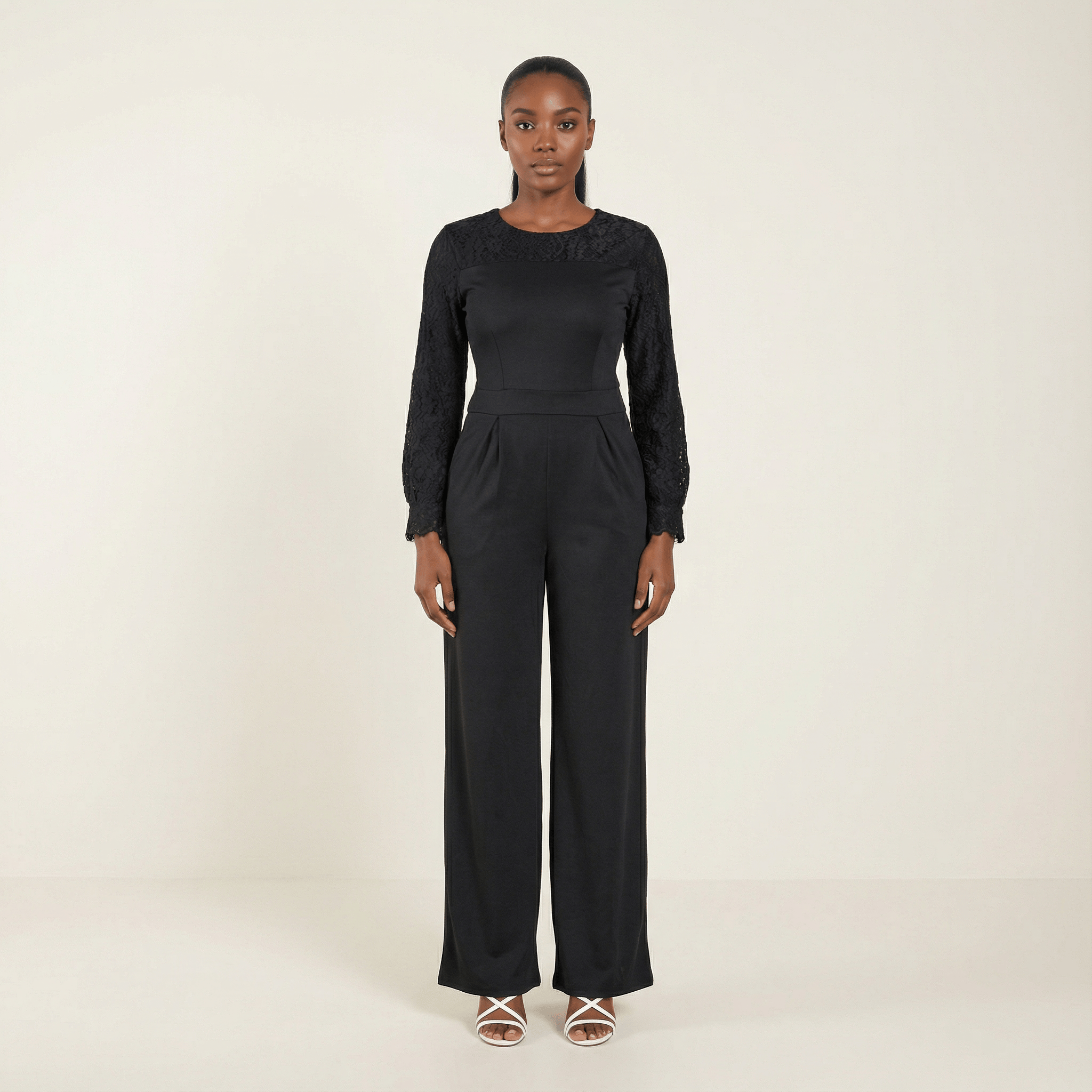 Black Lace Detailed Dress Jumpsuit Kabayare