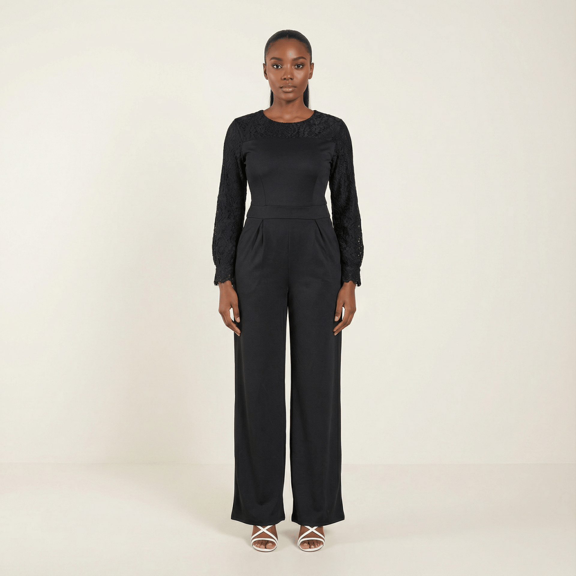 Black Lace Detailed Dress Jumpsuit | Jumpsuit