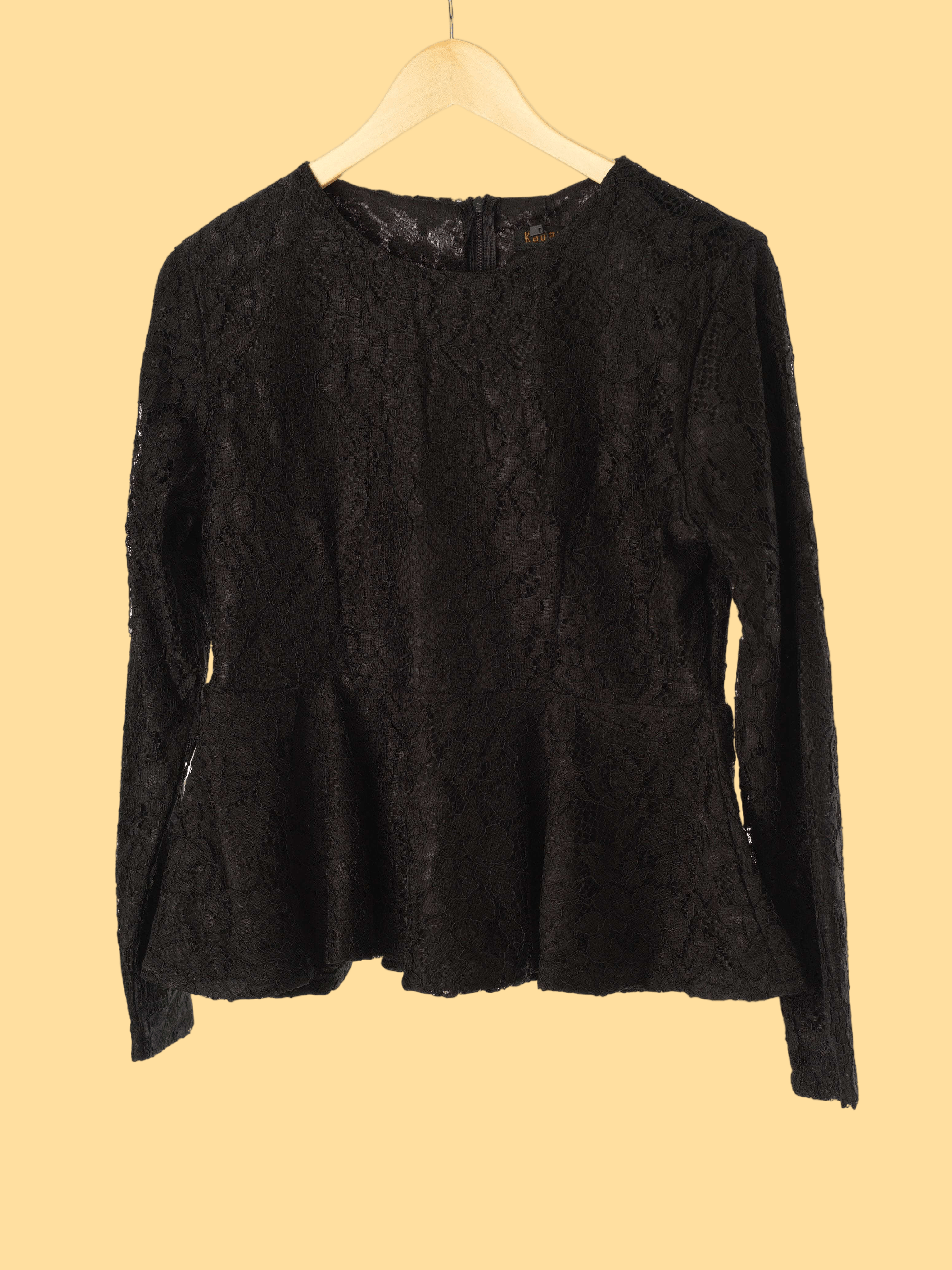 Black  Lace Peplum Top Kabayare