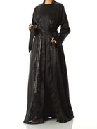 Black Malika sequin Abaya satin set Kabayare