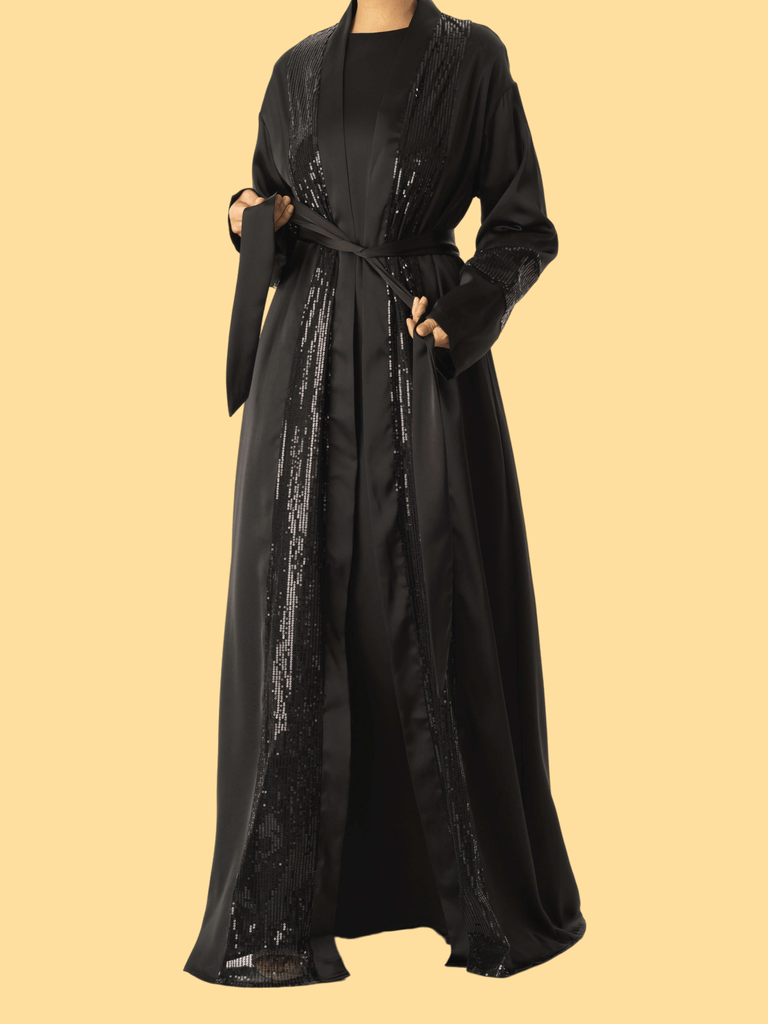 Black Malika sequin Abaya set Kabayare