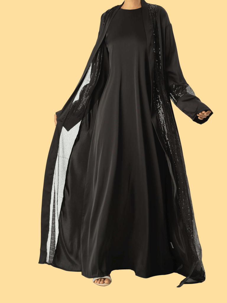 Black Malika sequin Abaya set Kabayare