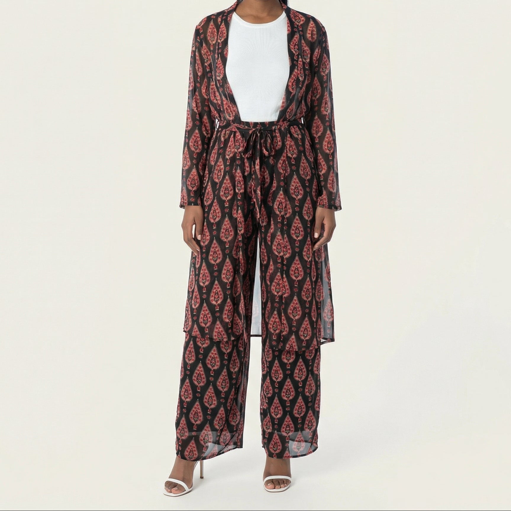 Black monniete print matching set Kabayare
