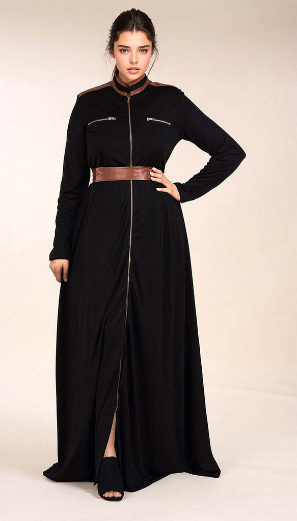 Black Nadia leather detail maxi dress Kabayare