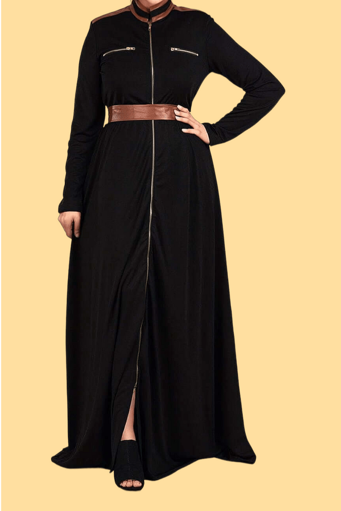 Black Nadia leather detail maxi dress Kabayare