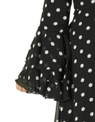 Black Polka Dot Verona Bell Sleeve Modest Maxi Dress: sleeve detail