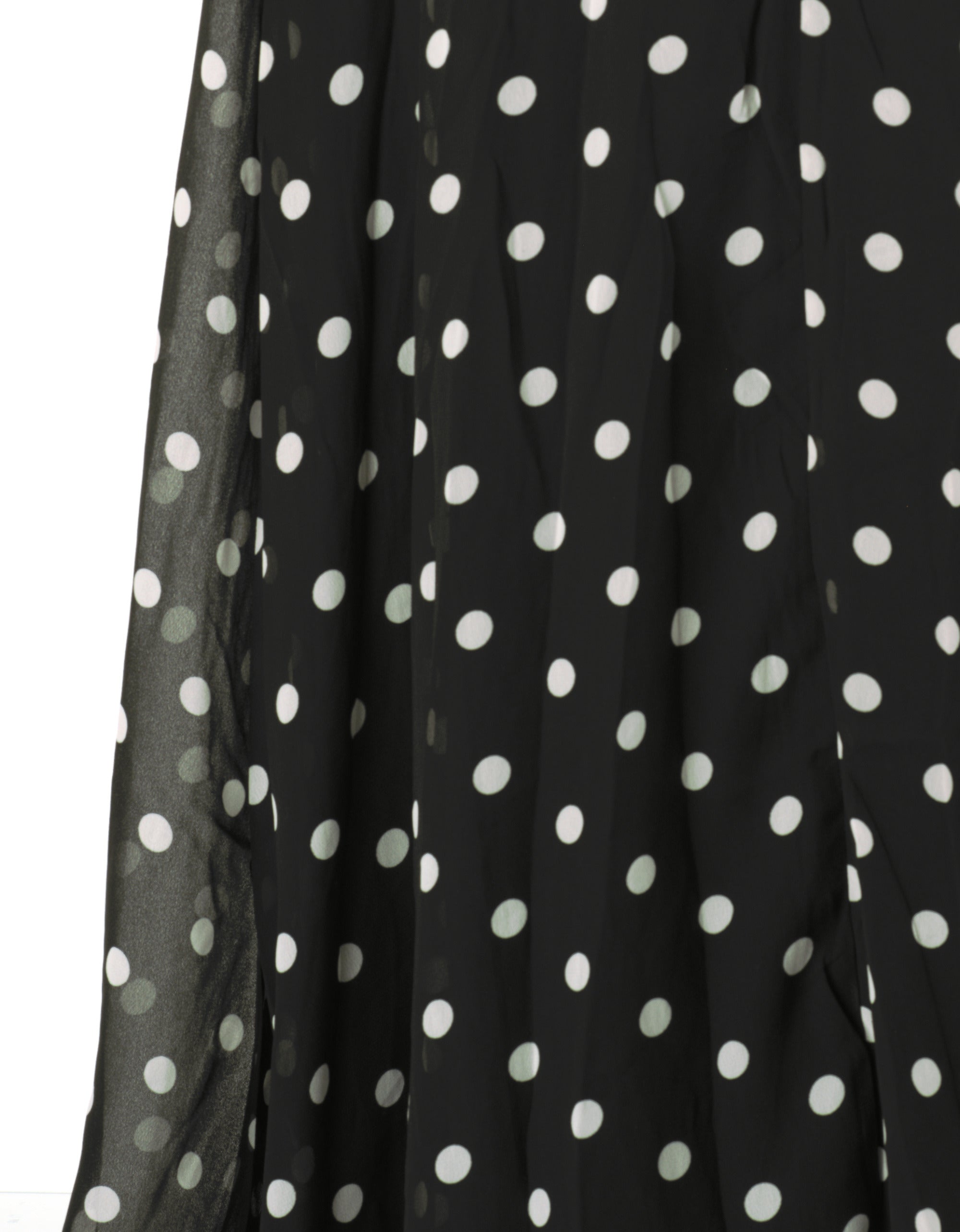 Black Polka Dot Verona Bell Sleeve Modest Maxi Dress: chiffon detail