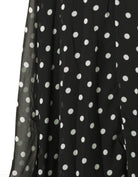 Black Polka Dot Verona Bell Sleeve Modest Maxi Dress: chiffon detail
