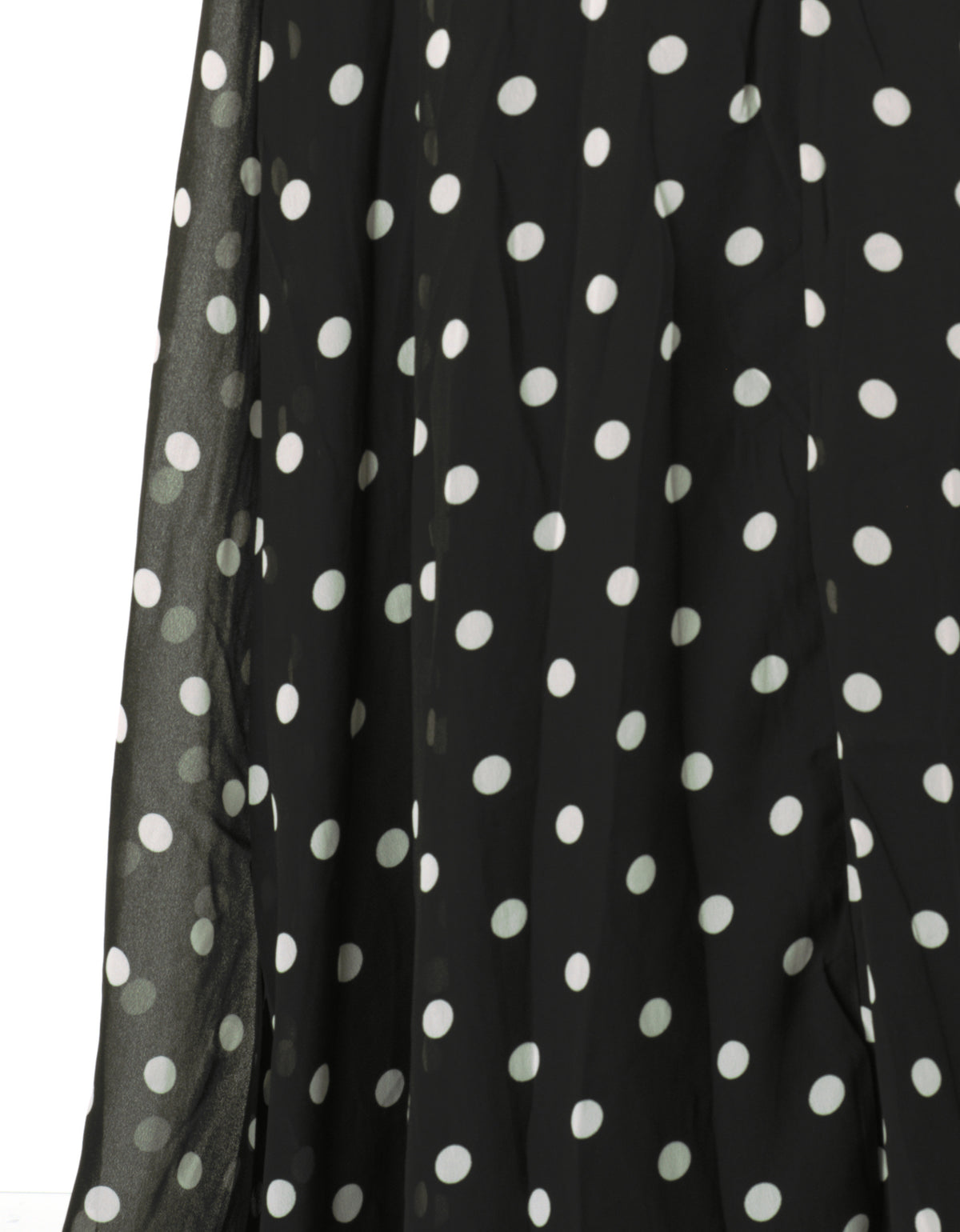 Black Polka Dot Verona Bell Sleeve Modest Maxi Dress: chiffon detail