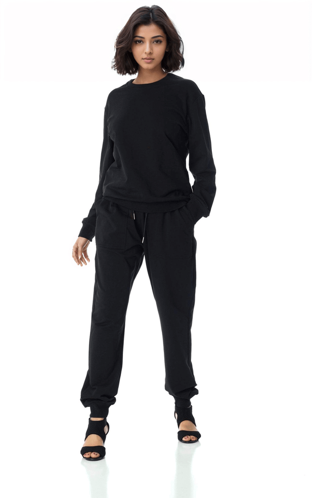 Black Pullover Sweatshirt matching set Kabayare