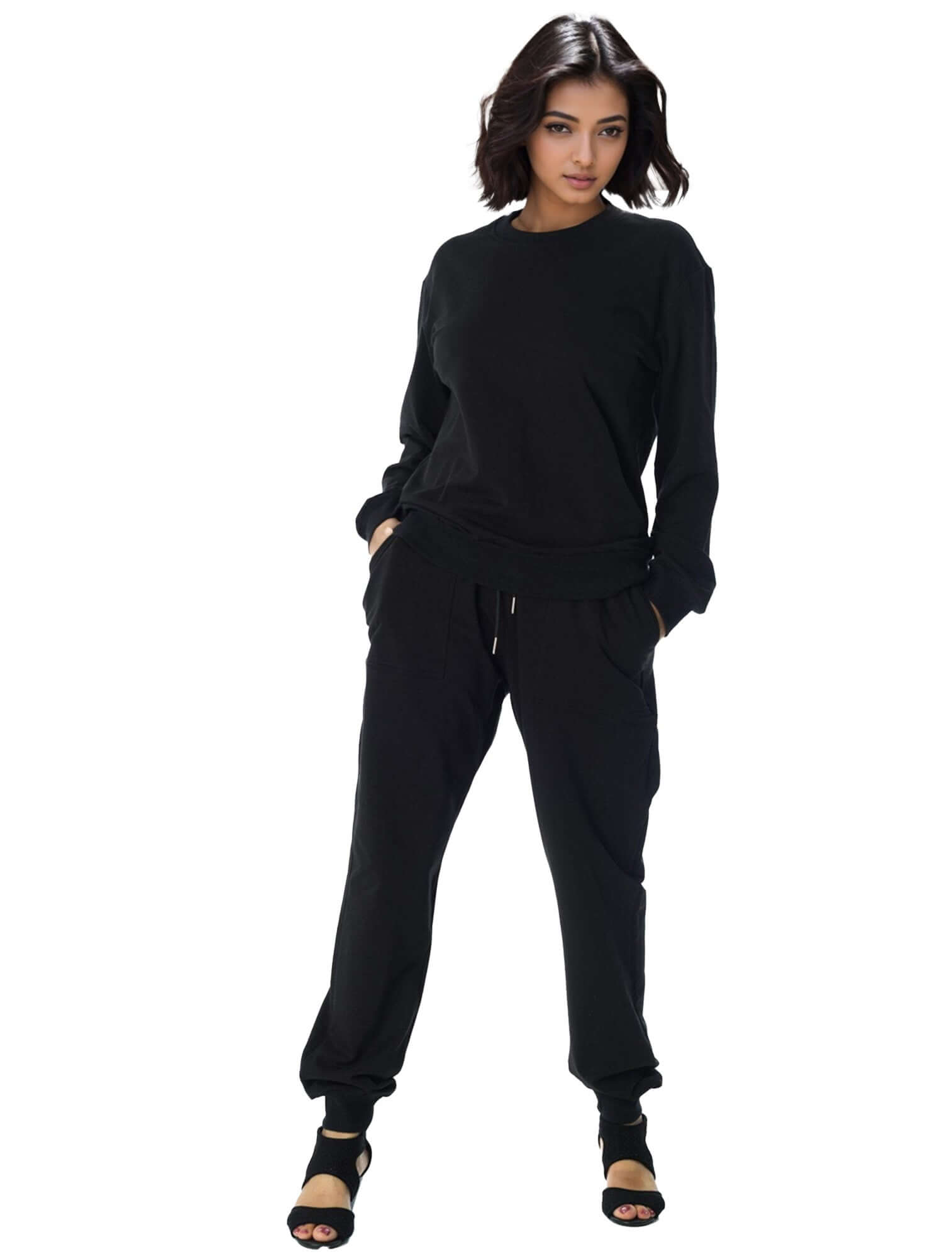 Black Pullover Sweatshirt matching set Kabayare