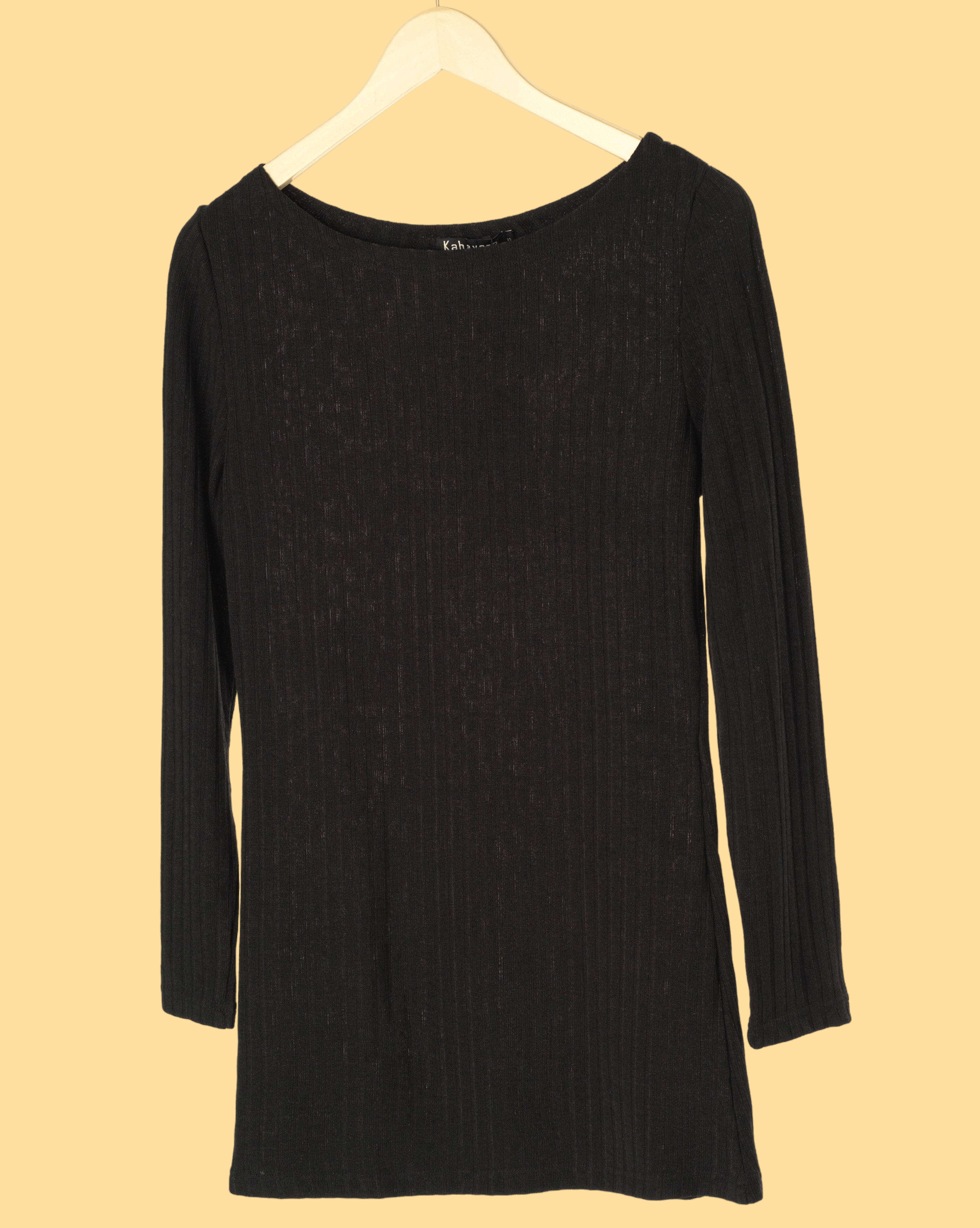Black Ribbed Sweater Shirt | Dress | Kabayare
