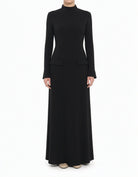 Black Savile mock neck modest maxi dress Kabayare