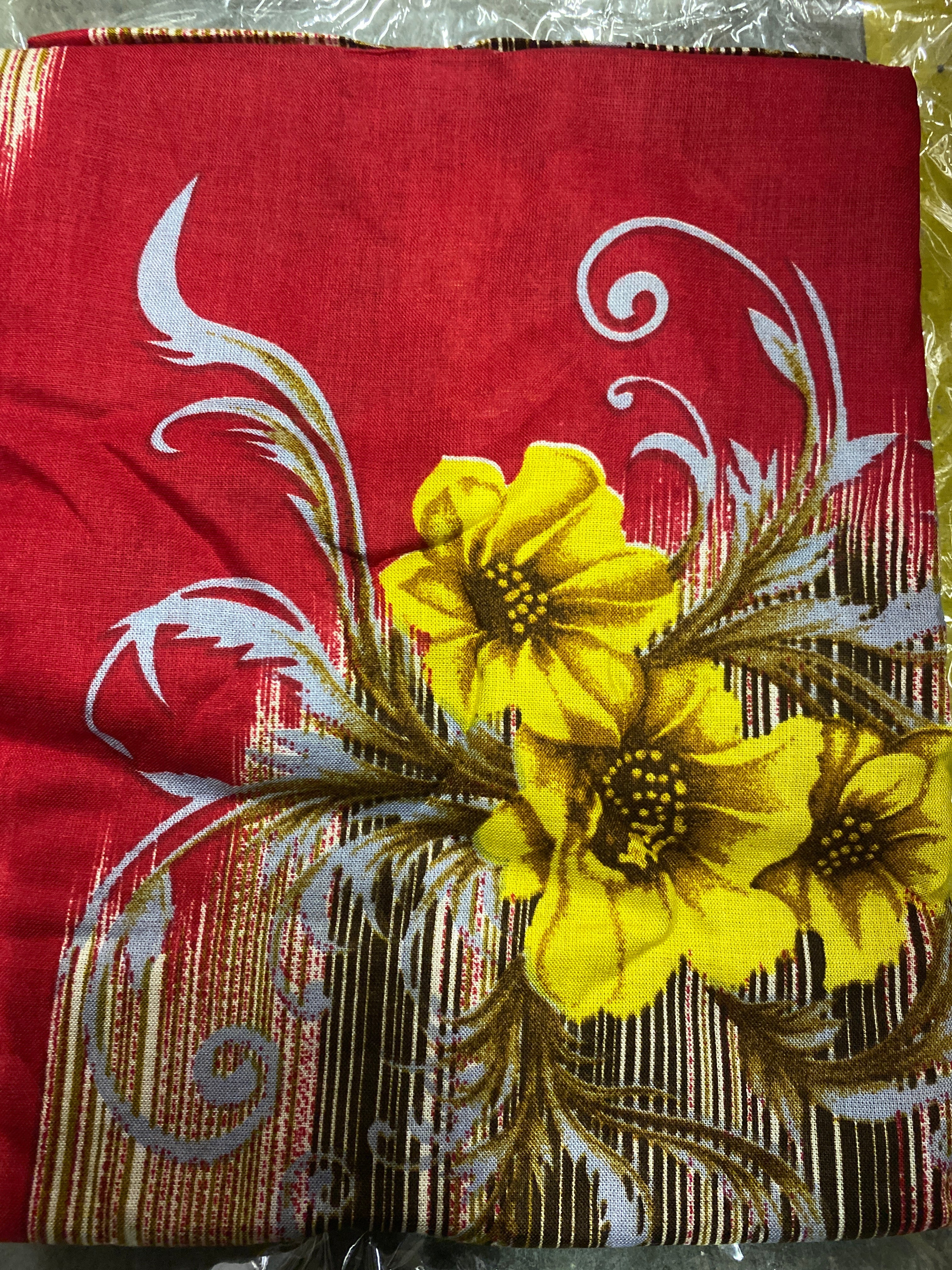 Blue and yellow floral print bati dress Kabayare