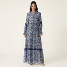 Blue Juliet print long sleeve maxi dress Kabayare