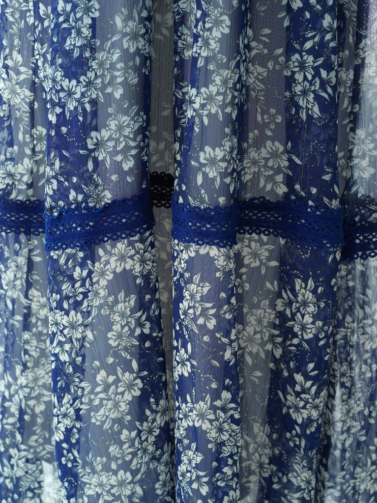 Blue Juliet print long sleeve maxi dress Kabayare