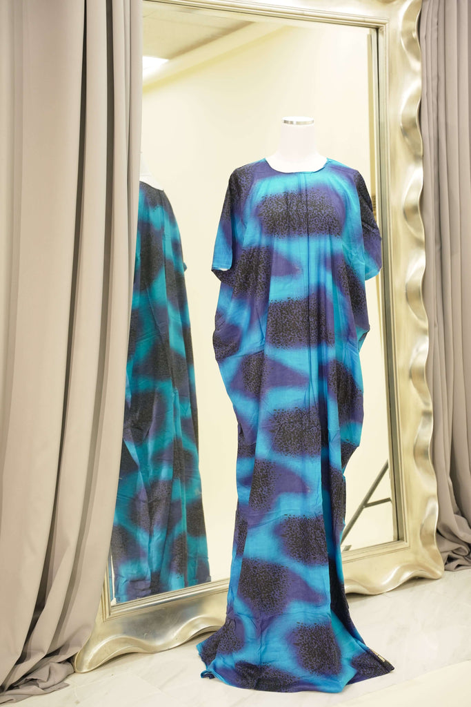 Blue Rahmah print bati dress Kabayare