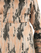 Blush Brushstroke Verona Bell Sleeve Modest Maxi Dress: waist detail