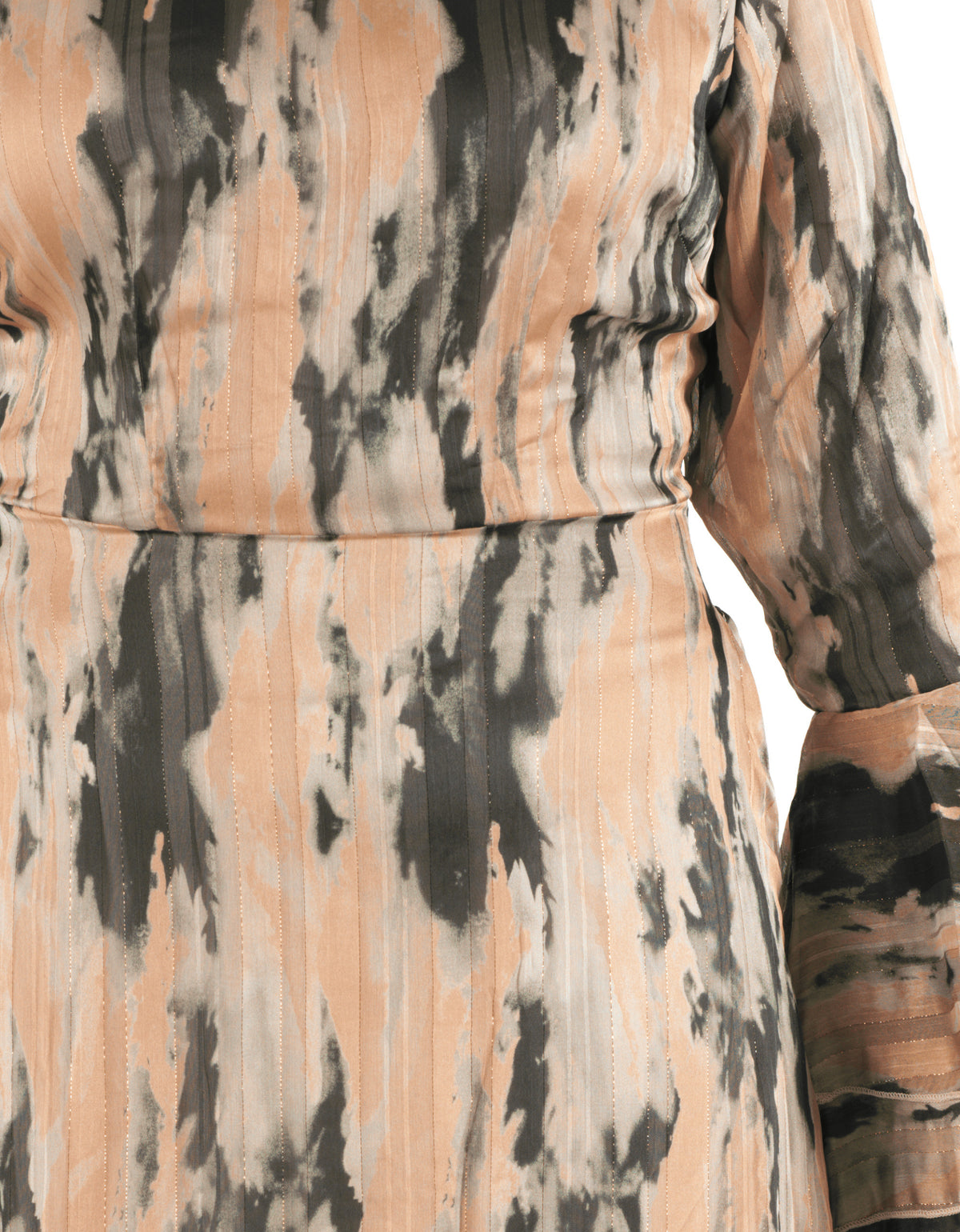 Blush Brushstroke Verona Bell Sleeve Modest Maxi Dress: waist detail