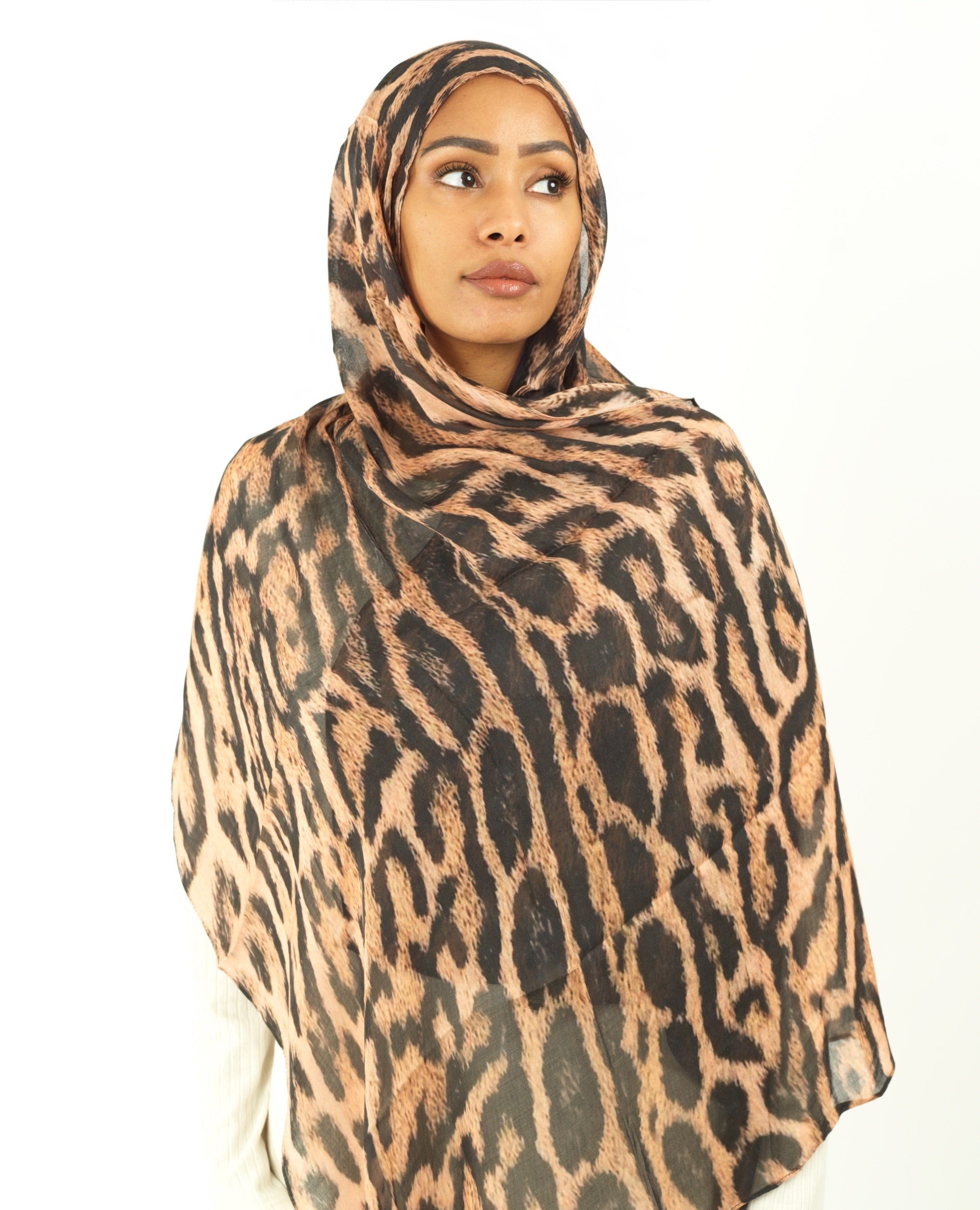 Blush cheetah modal print hijab Kabayare