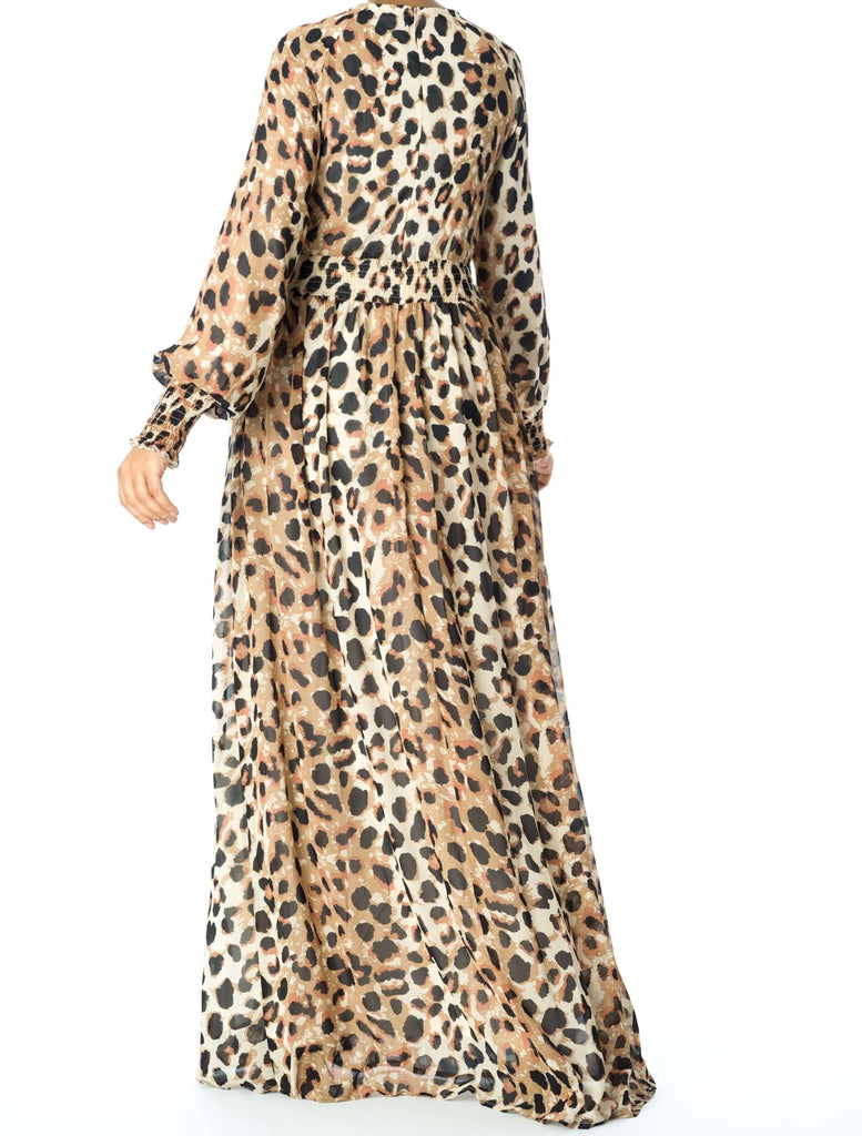 Blush scrunched leopard print maxi dress Kabayare