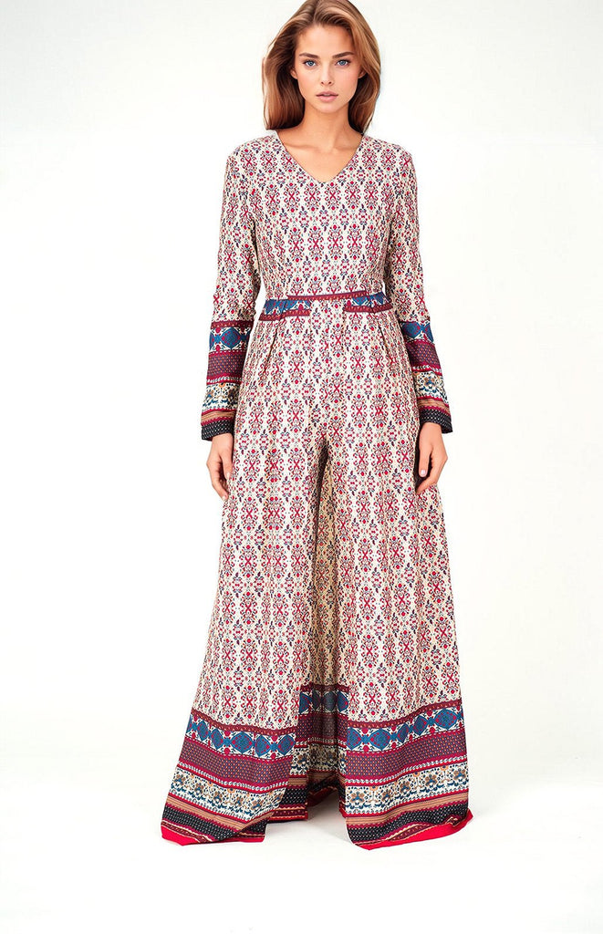 Bohemian Print long sleeve playsuit Maxi Kabayare