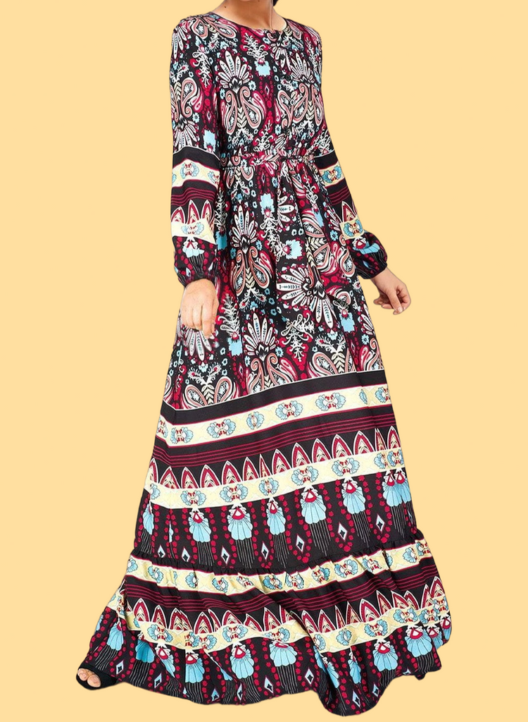 Boho Dream long sleeve maxi modest dress Kabayare