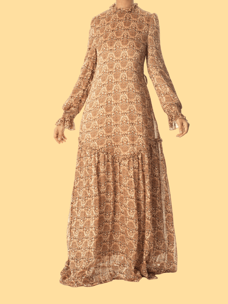 Brown sugar and Honey Marigold maxi modest dress Kabayare