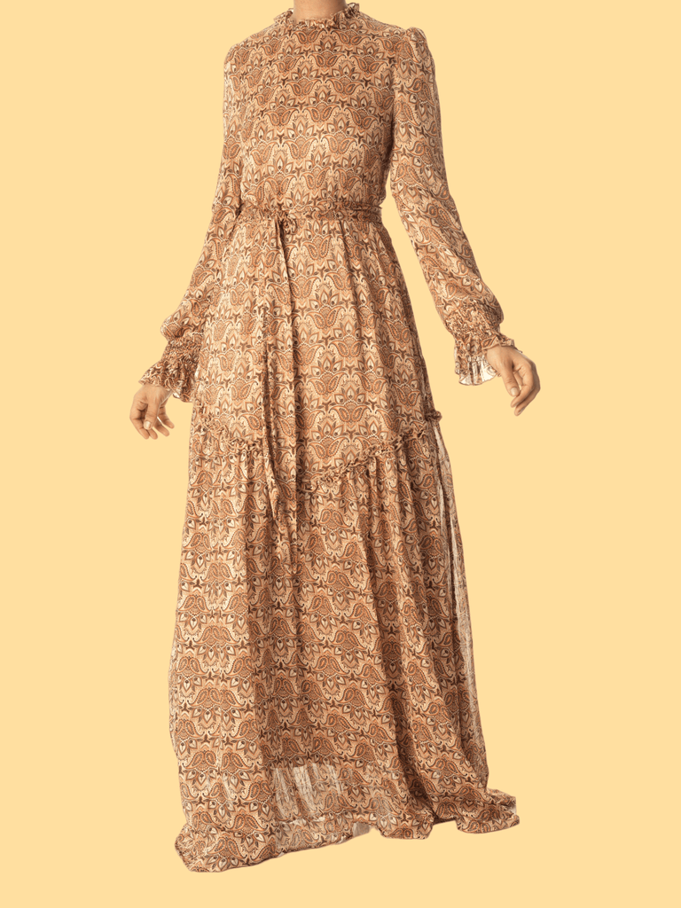 Brown sugar and Honey Marigold maxi modest dress Kabayare