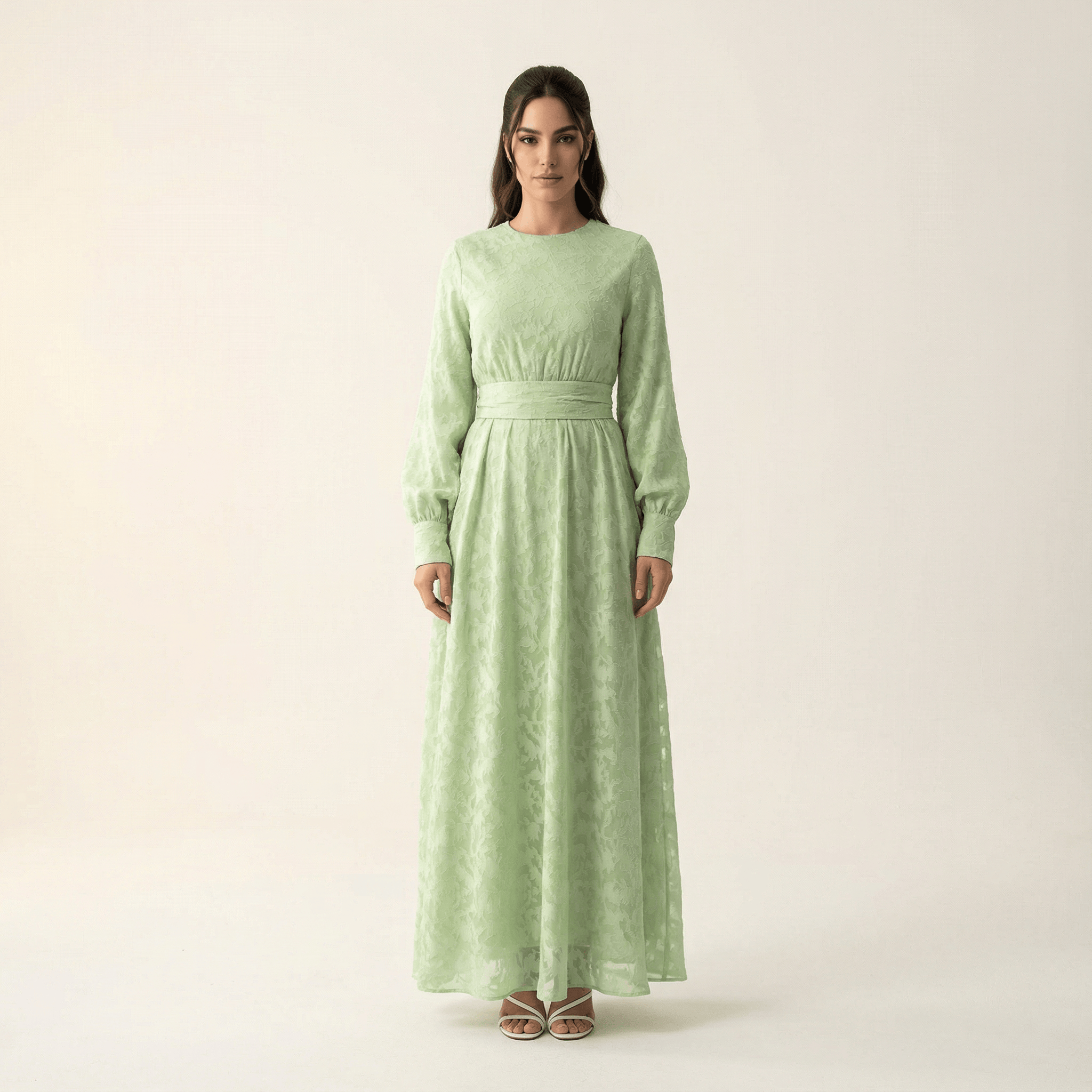 burnout floral maxi dress with belt Kabayare