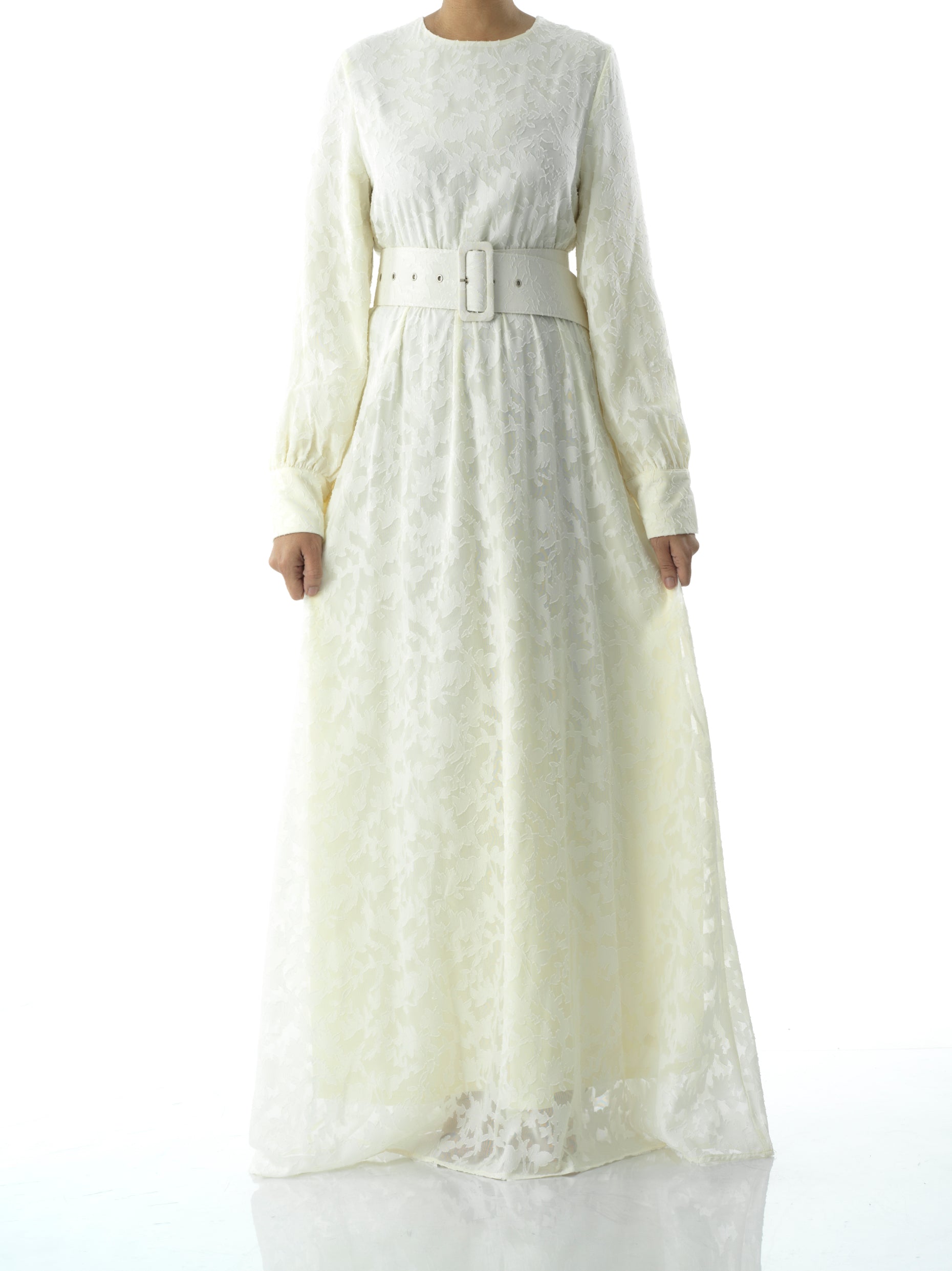 burnout floral maxi dress with belt Kabayare