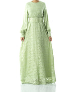 burnout floral maxi dress with belt Kabayare
