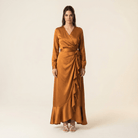 Caramel Wrapped Up In satin dress Kabayare