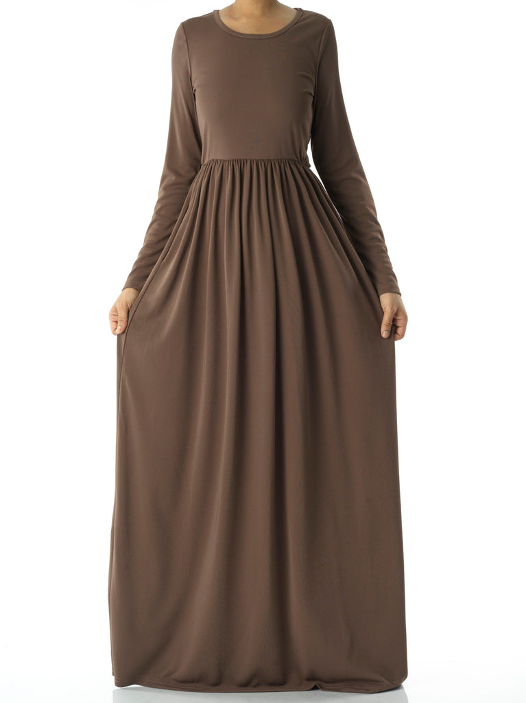 Chestnut Brown ORIGINAL Milk Silk Maxi Dress Kabayare