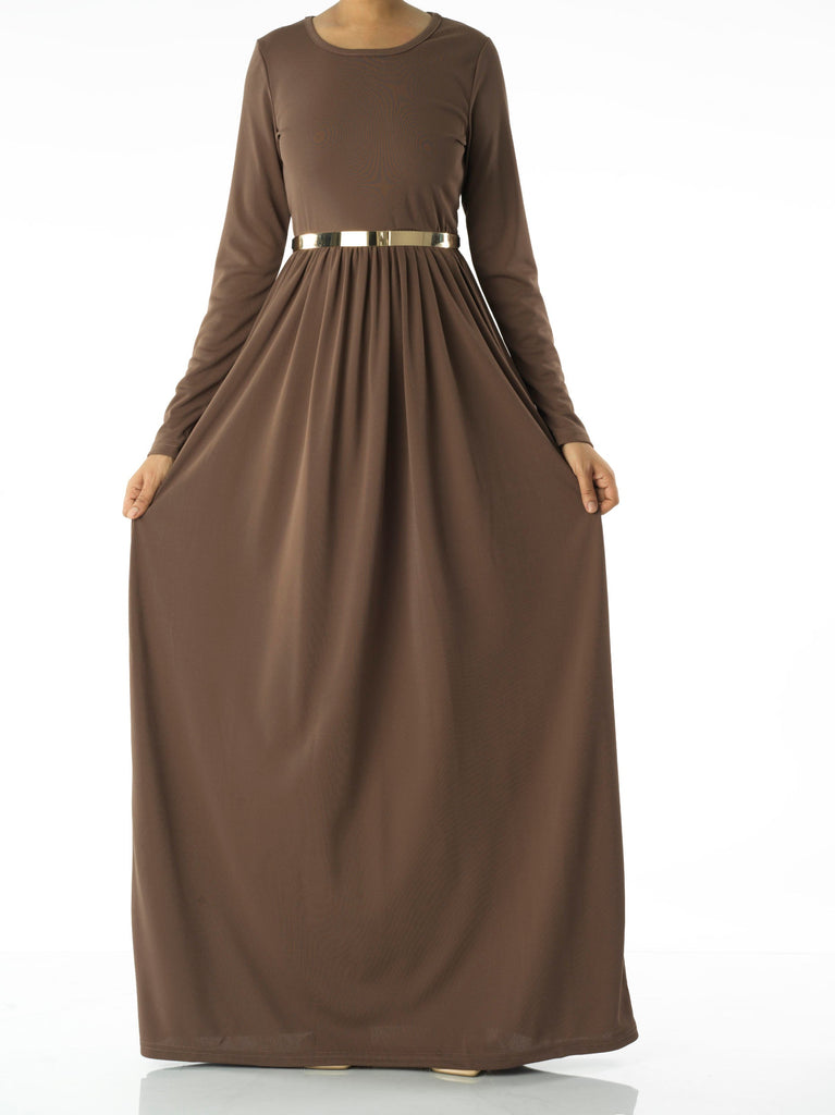 Chestnut Brown ORIGINAL Milk Silk Maxi Dress Kabayare