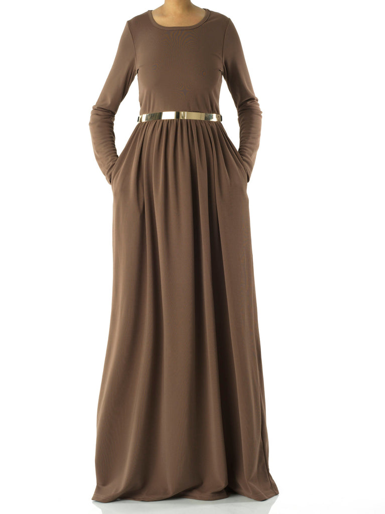 Chestnut Brown ORIGINAL Milk Silk Maxi Dress Kabayare