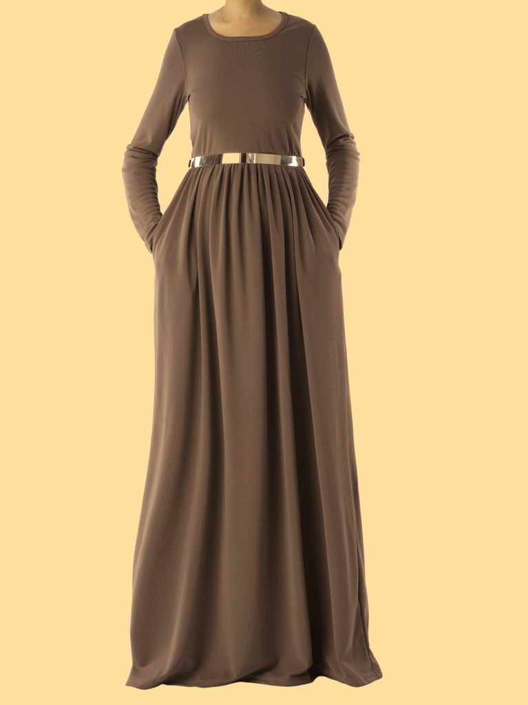 Chestnut Brown ORIGINAL Milk Silk Maxi Dress Kabayare