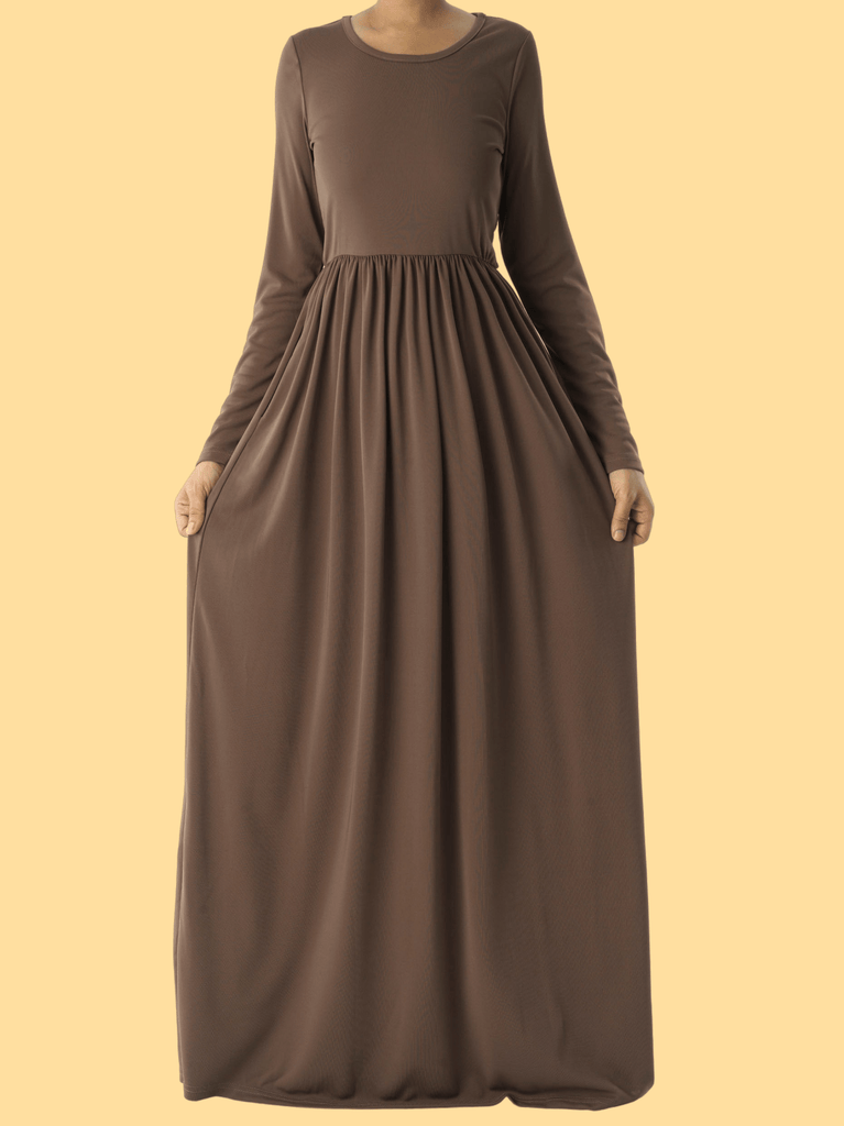 Chestnut Brown ORIGINAL Milk Silk Maxi Dress Kabayare