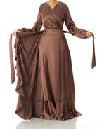chestnut mauve  Wrapped Up In satin dress Kabayare