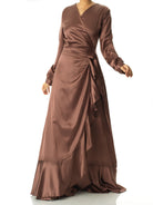 chestnut mauve  Wrapped Up In satin dress Kabayare