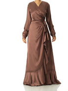 chestnut mauve  Wrapped Up In satin dress Kabayare